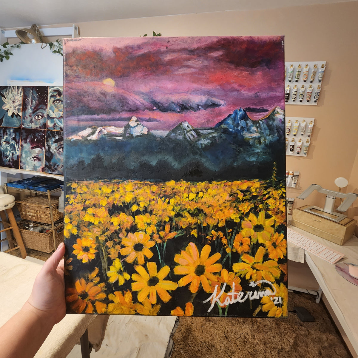 "Sunshine Fields" Original Oil Painting on Stretched Canvas