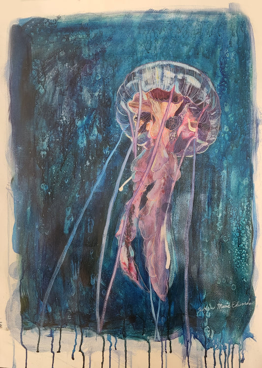 "Between Worlds" Original Mixed Media Painting on Archival Paper
