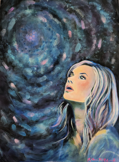 "Starry Eyed Visionary" Original Mixed Media on Archival Paper